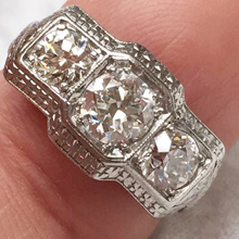 Art Deco ring, 14K white gold. Nobel Antique jewelry Store, Santa Monica. Made in America.Circa 1930s.
